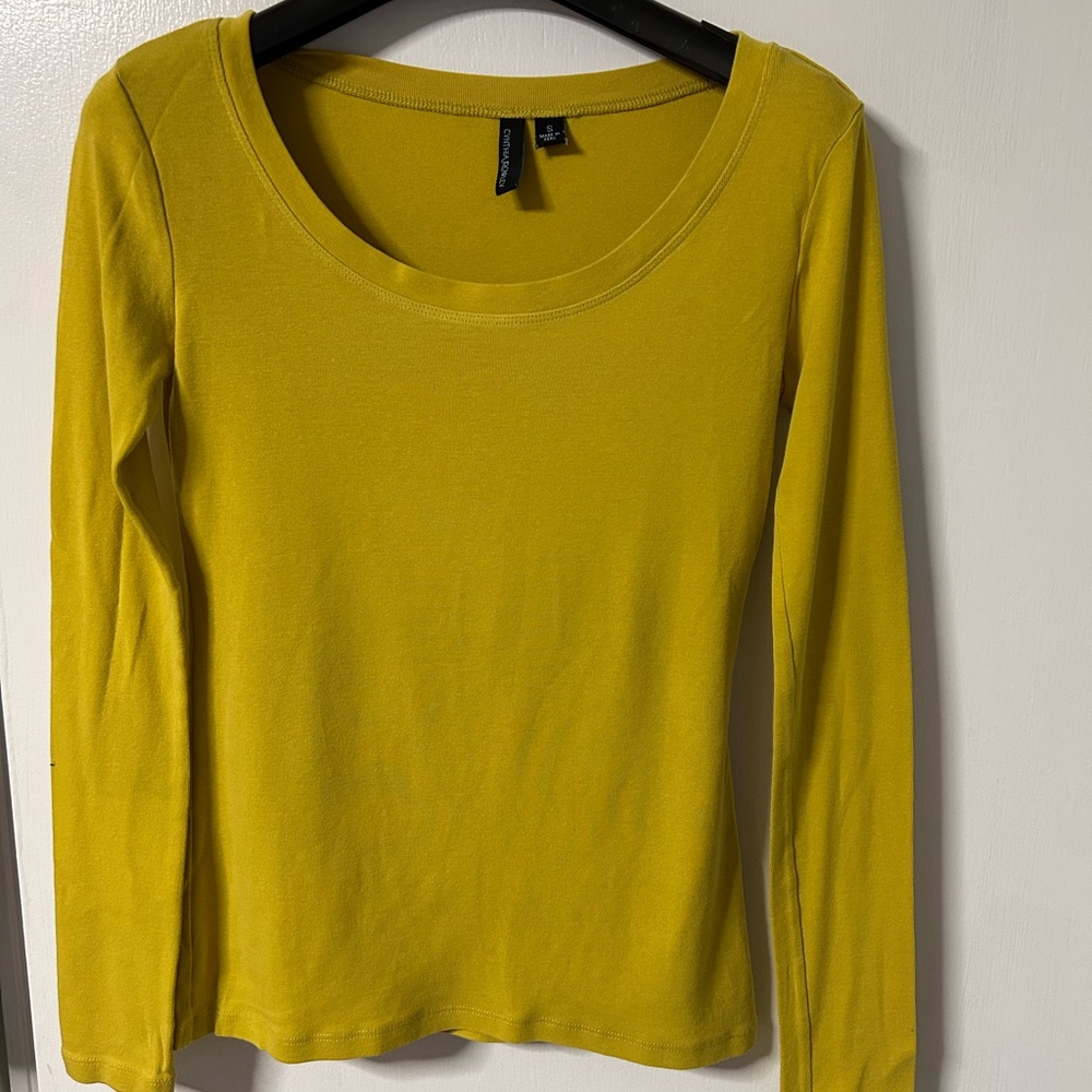 Cynthia Rowley Chartreuse Long Sleeve Women's Top